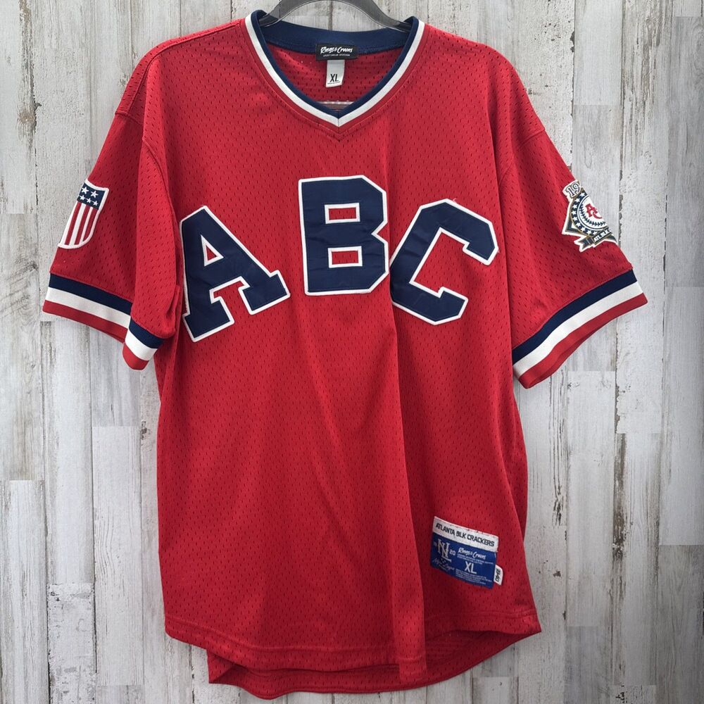 Atlanta Black Crackers Negro Leagues Baseball Jersey XL Red White Rings & Crwns